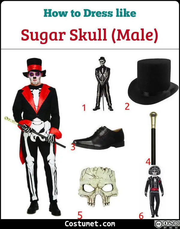 Male Sugar Skulls Costume for Cosplay & Halloween