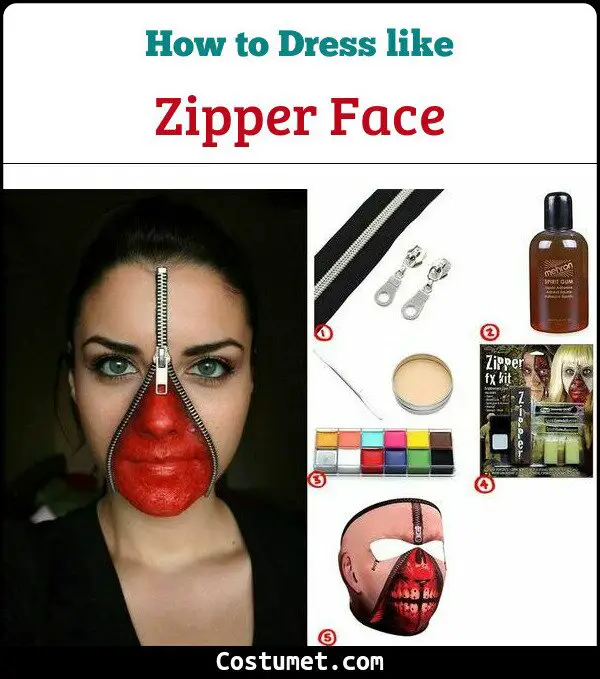 Zipper Face Costume for Cosplay & Halloween