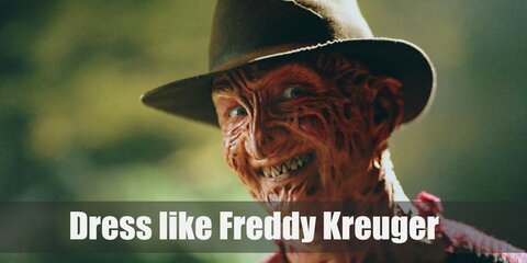  Freddy Kreuger’s costume is a plain red and brown striped long-sleeved sweater, black pants, and a hat. What’s more uncommon is his deadly glove. 