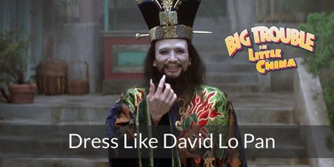 Looking like David Lo Pan may be easy because of his simple, black robe but there are some key pieces that you will need to create yourself