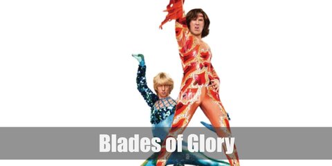  Blades of Glory’s costumes are  a bodysuit designed to represent Fire, a thin red sports headband, and orange aqua shoes for Chazz Michael Michaels, and a bodysuit designed to represent Ice and white blue aqua shoes for Jimmy MacElroy.
