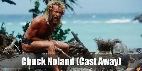 Chuch Noland's iconic castaway look features a dishelved wig and facial hair combo, loincloth, and body make up to recreate an unkempt look. Carry a volleyball in place of Wilson, too.