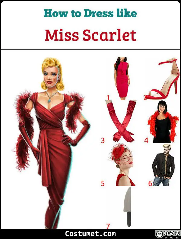 Miss Scarlet Costume for Cosplay & Halloween