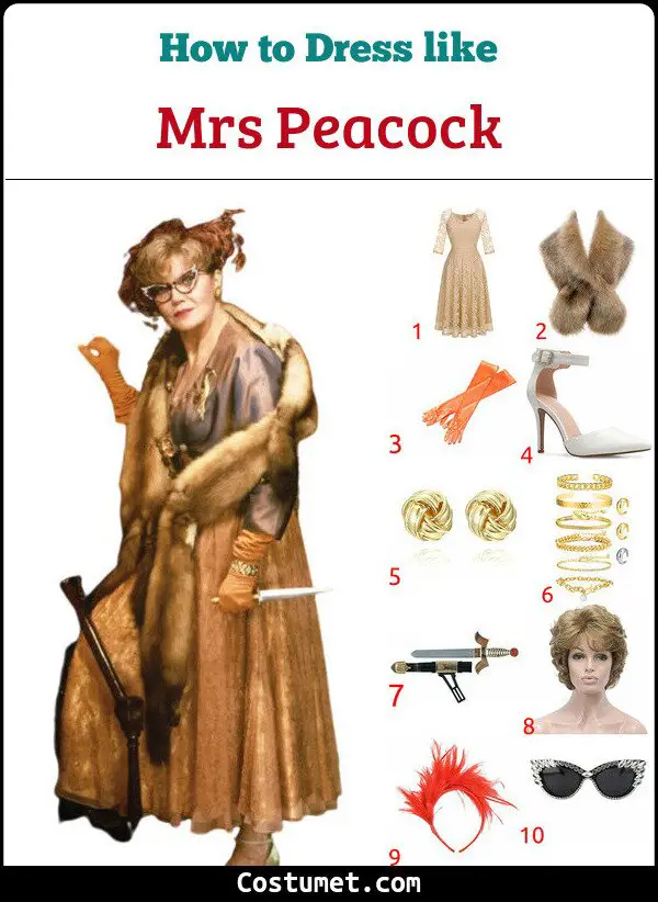 Mrs Peacock Costume for Cosplay & Halloween