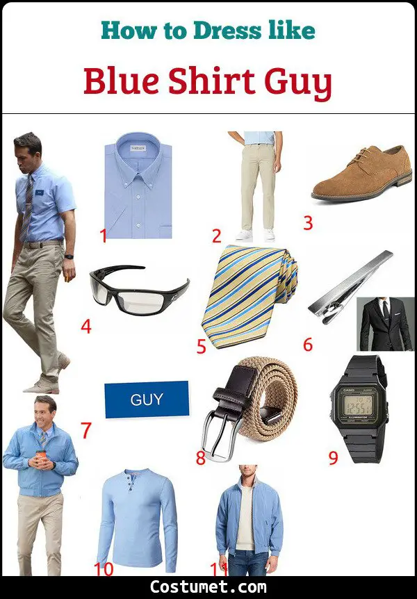 Blue Shirt Guy Costume for Cosplay & Halloween