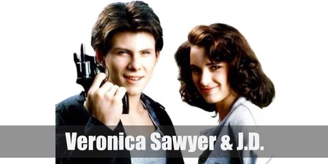  Veronica Sawyer’s costume is a blue blazer, a light grey skirt, blue knee-high socks, and black and white Oxfords. Jason Dean’s costume is a black shirt, black pants, a black trench coat, and black boots.