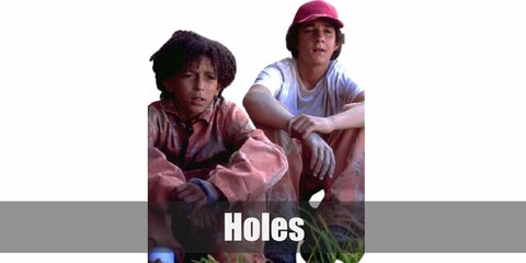 Holes’ costume is a white undershirt, an orange jumpsuit, black sneakers, and bring along a shovel (to dig up some holes).