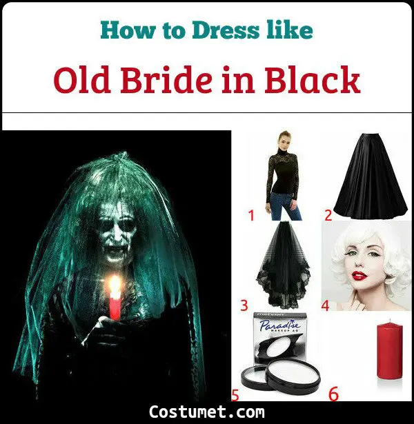 Old Bride in Black Costume for Cosplay & Halloween