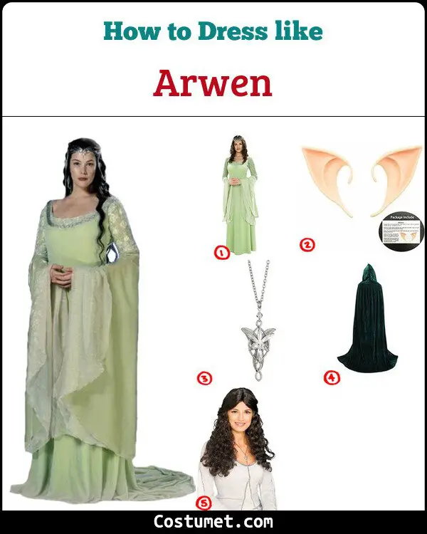 The Lord of the Rings Cosplay Arwen Green Dress Costume Beautiful