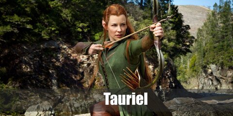  Tauriel’s costume is a long-sleeved hooded green dress, olive green leggings, leather dancing boots, a steel-boned medieval corset, and medieval leather bracers.