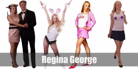 Regina George’s costume is her Wednesday pink outfit, her Boob Shirt trend, her memorable Spring Fling dress, and her simple bunny costume. Regina George is the ultimate Queen Bee.