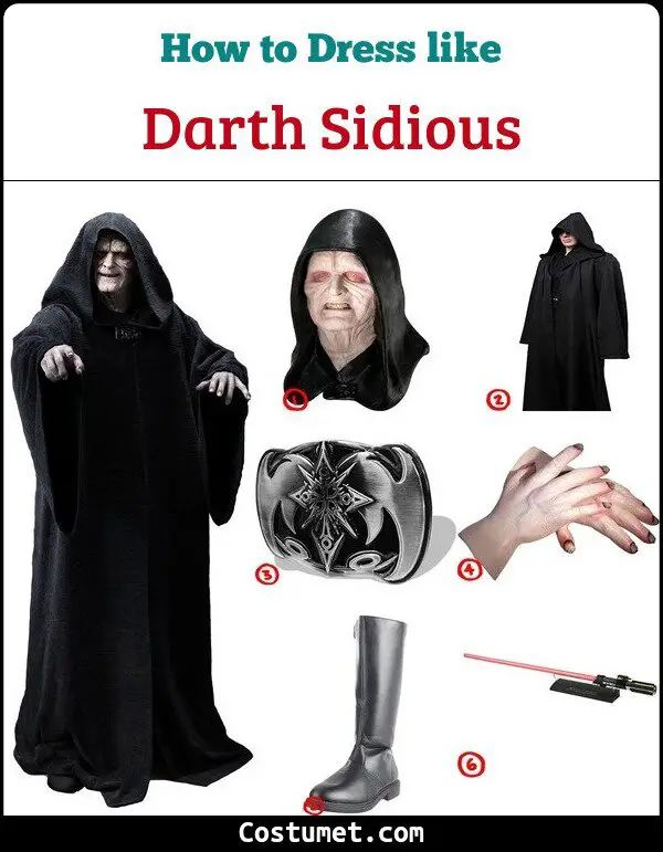 Star Wars Emperor Palpatine Darth Sidious Robe Cosplay Costume Black Cloak Hallo 
