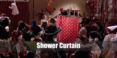  The Shower Curtain’s costume is a karate outfit and a closed off red-white polka dot curtain with a non-working shower head above your head.