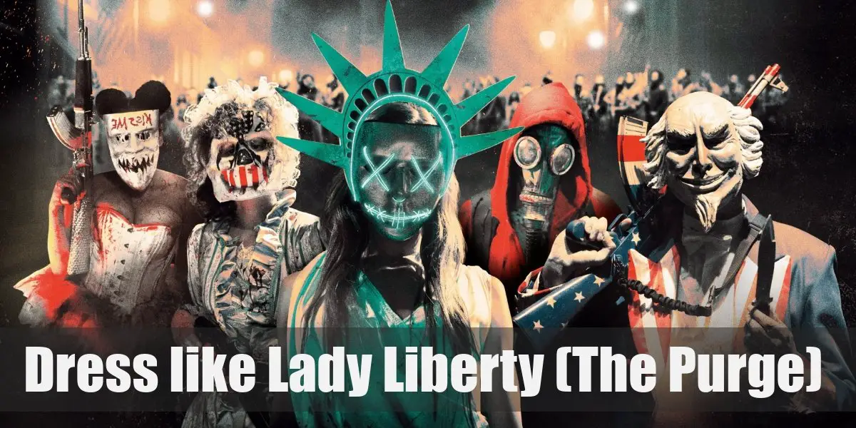 The Purge 3 Mask Halloween Fancy Dress Light Up Statue of Liberty Neon Costume