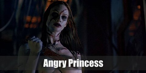 You can recreate Angry Princess' costume by wearing a full bodysuit and then paint her injuries with make-up.