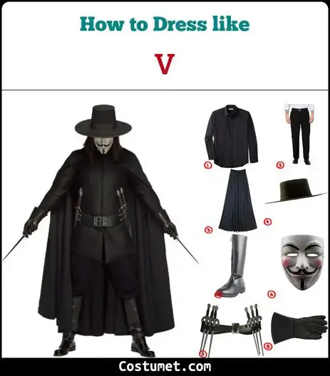 V from Vendetta Costume for Cosplay & Halloween 2023