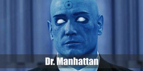 Dr Manhattan's costume can be recreated with a blue bodysuit and face paint, too. For a more realistic touch, use full body paint, too.