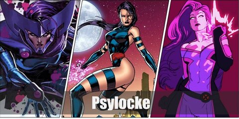  Psylocke’s costume is a blue one-piece high cut thong bodysuit, blue stretch gloves, blue thigh-high stockings, blue bands, and a hot pink sash belt.