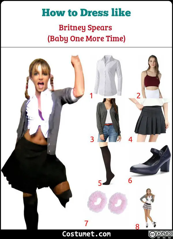 Britney Spears (Baby One More Time/Schoolgirl Uniform) Costume for Cosplay & Halloween