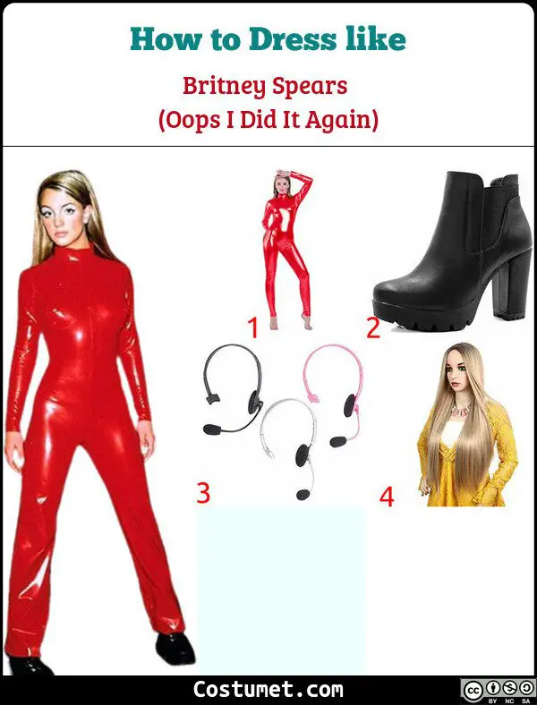 Britney Spears (Oops I Did It Again - Red Jumpsuit) Costume for Cosplay & Halloween