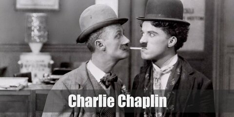 Charlie Chaplin’s costume is a slightly loose suit, a bowler hat, his signature mustache, and a cane. Charlie Chaplin is one of the most famous figures in film history.
