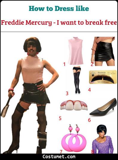 peligroso doble Letrista Freddie Mercury (I Want To Break Free, Live Aid) Costume for Cosplay &  Halloween 2023