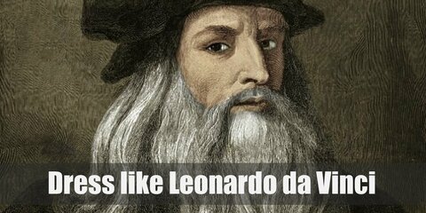  Leonardo Da Vinci is often depicted as having long silver hair with an equally long silver beard. The style of his clothes mimic the Renaissance fashion of artists and painters of the time.   