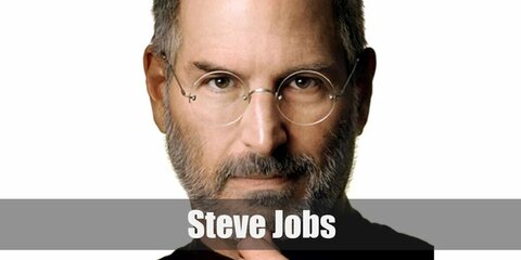 Steve Jobs costume is a black long sleeved turtleneck, denim pants, as well as white sneakers.