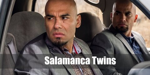 The Cousins or the Salamanca Twins are often dressed nicely wearing gray suits and printed inner shirts. They also have leather shoes.