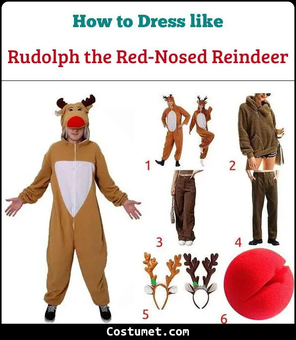 Rudolph the Red-Nosed Reindeer Costume for Cosplay & Halloween