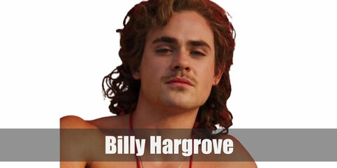  Billy Hargrove’s costume is his classic retro casual look, with a denim jacket, tan shirt, blue jeans, and black boots.