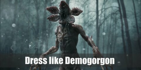  The Demogorgon costume looks beastly and has no visible face. Its whole head is its mouth and it opens like flower petals when it attacks or feeds.