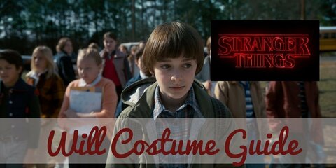 Dress like Will Byers from Stranger Things with Bubble jacket vest, button-down full sleeved shirt, white thermal shirt, faded jeans, sneakers & wig