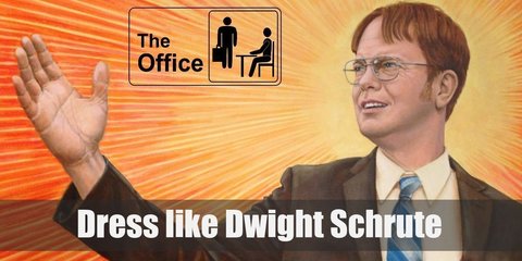 Dwight Schrute more-than-often wears a mustard-colored short-sleeved shirt with dark tie and tan pants with formal shoes which becomes his most recognizable dressing style.