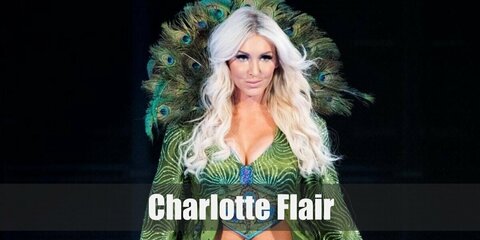Charlotte Flair's costume can be recreated with a green corset and shorts. Top it off with a feather shrug and green robe. Complete the look with a blonde wig, too.